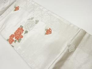 リサイクル　長谷川織物製　地紙に牡丹模様織出し名古屋帯